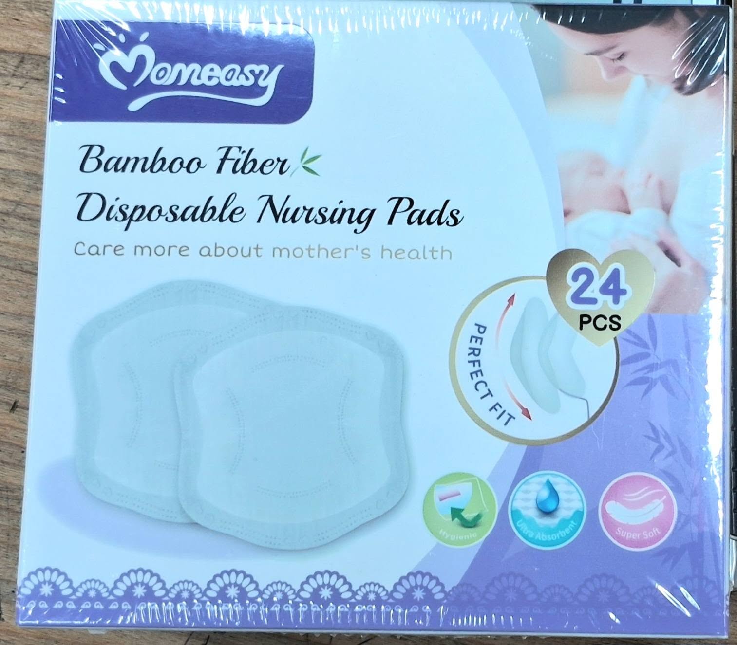 Momeasy Bamboo Fiber Disposable Nursing Pads (24 pcs) 2